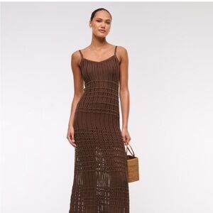 Elegant Brown Crochet Maxi Dress